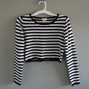 Striped long-sleeved sweater top
